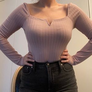 Free People ribbed long-sleeve blouse